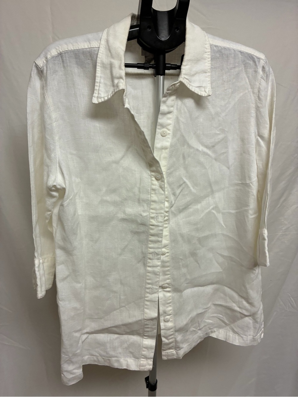 Chico’s Classic White Women’s 100% Linen Button-Up Shirt Size 2